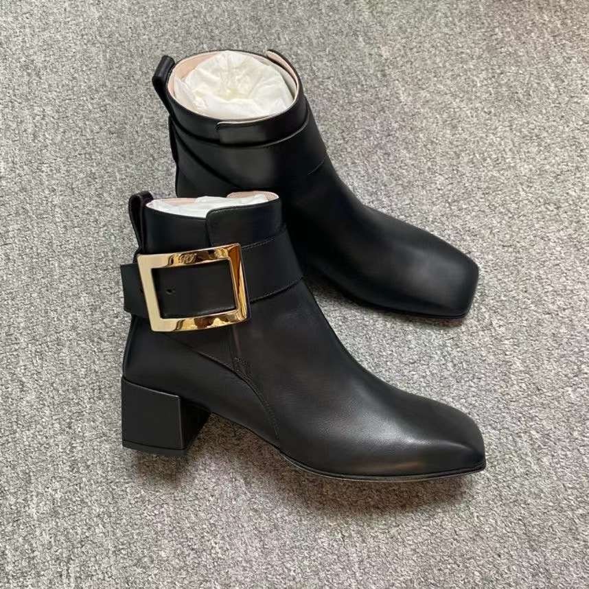 RV 金扣 方頭靴 5.5cm跟-M