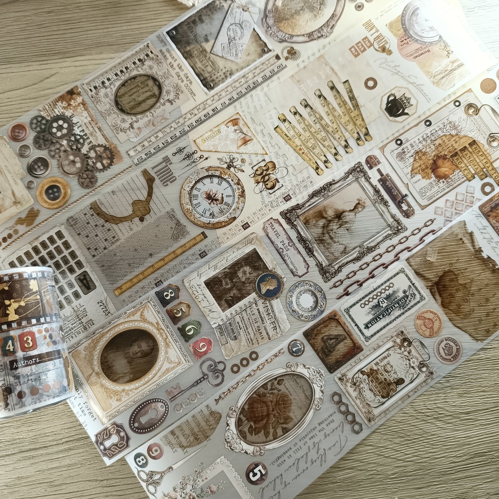 Journal Pages．Vintage ephemera 7.5cm霧面PET膠帶/和紙膠帶 <整捲/分裝>