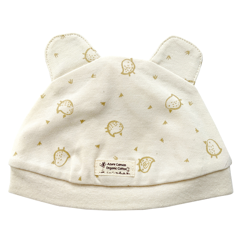 有機埃及棉嬰兒超柔小熊帽-褐小雞NB | 藍天畫布有機棉