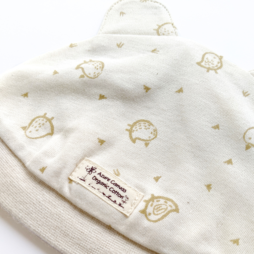 有機埃及棉嬰兒超柔小熊帽-褐小雞NB | 藍天畫布有機棉