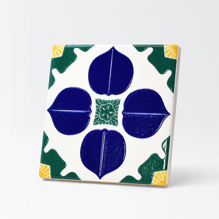 臺灣花磚立體上釉吸水杯墊｜健康