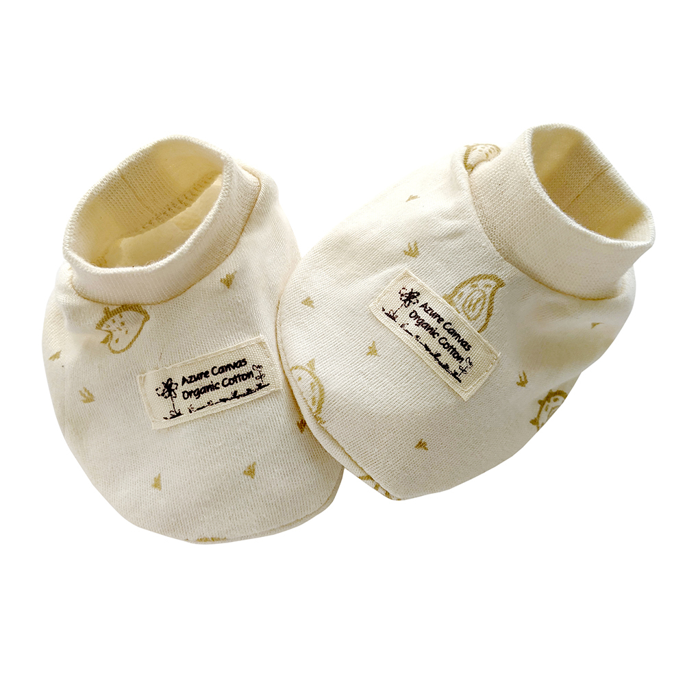 有機埃及棉新生兒超柔腳套-褐小雞NB | 藍天畫布有機棉