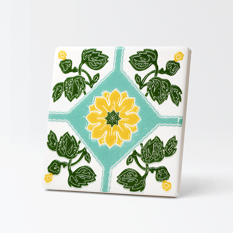 臺灣花磚立體上釉吸水杯墊｜堅持