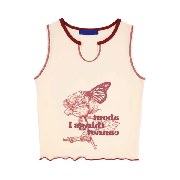 Contrast Slim Fit Printed Sleeveless Tank Top