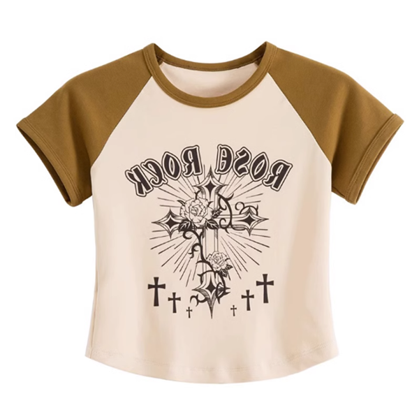 Irregular short-sleeved T-shirt with letter print