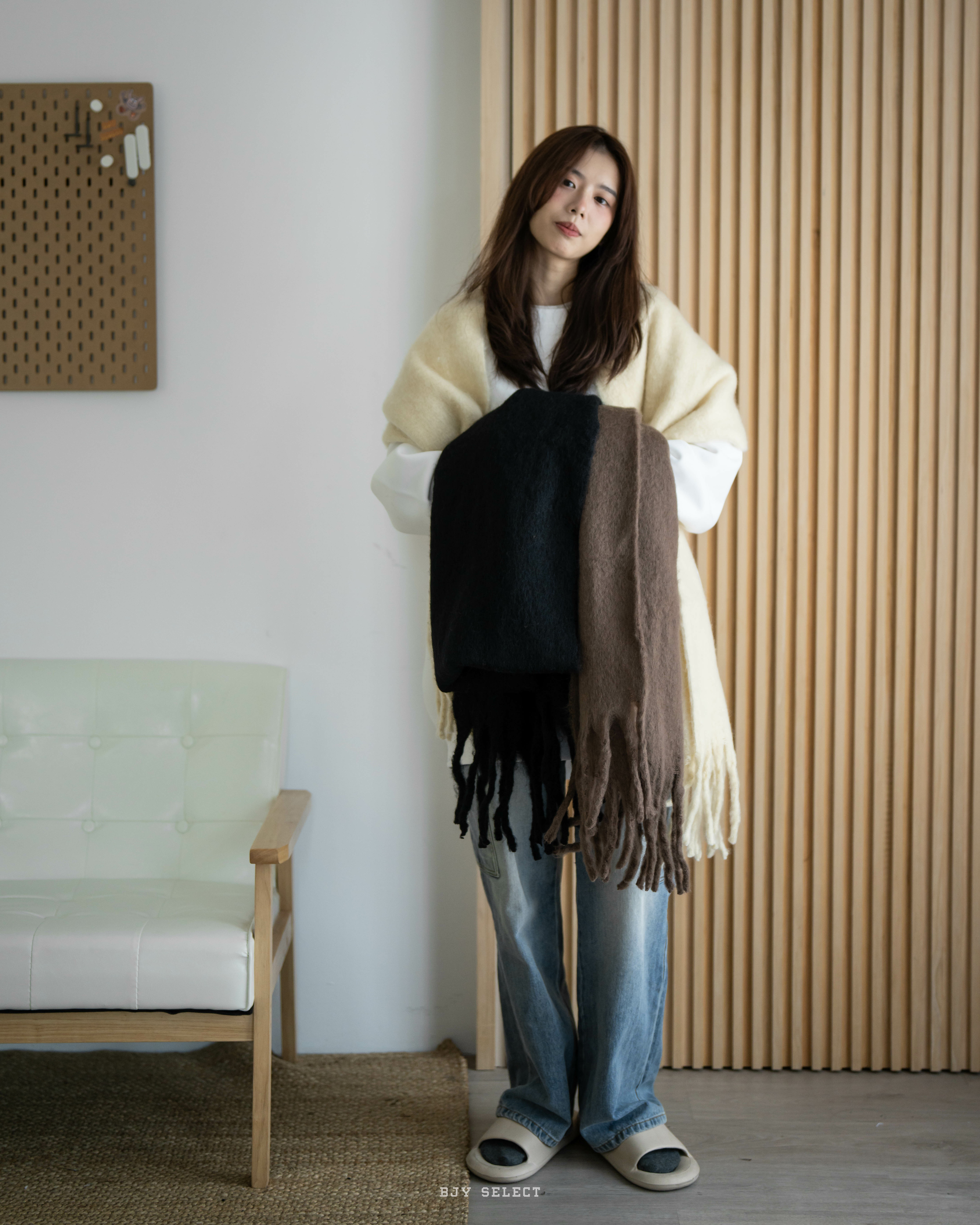 #預購 冬季加厚 馬海毛大圍巾 保暖 絨毛圍巾 可當披肩