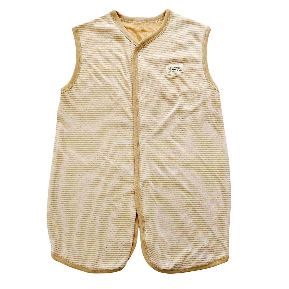 有機棉雙層彩兩用防踢背心-褐條F | 藍天畫布有機棉