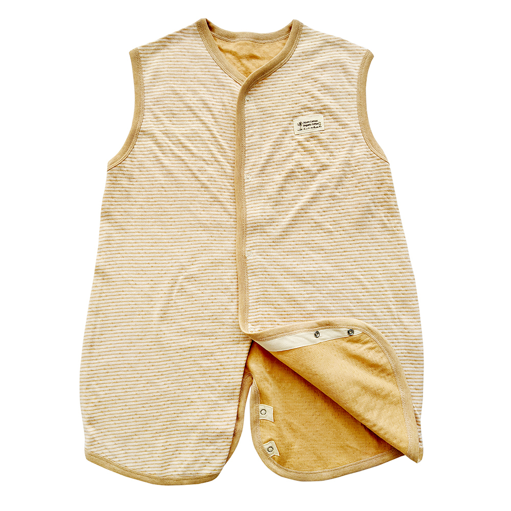 有機棉雙層彩兩用防踢背心-褐條F | 藍天畫布有機棉