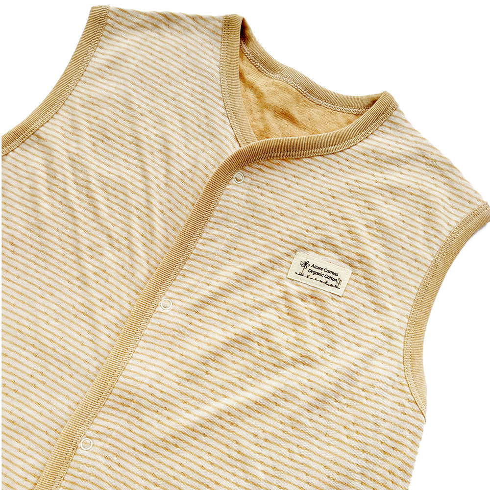 有機棉雙層彩兩用防踢背心-褐條F | 藍天畫布有機棉