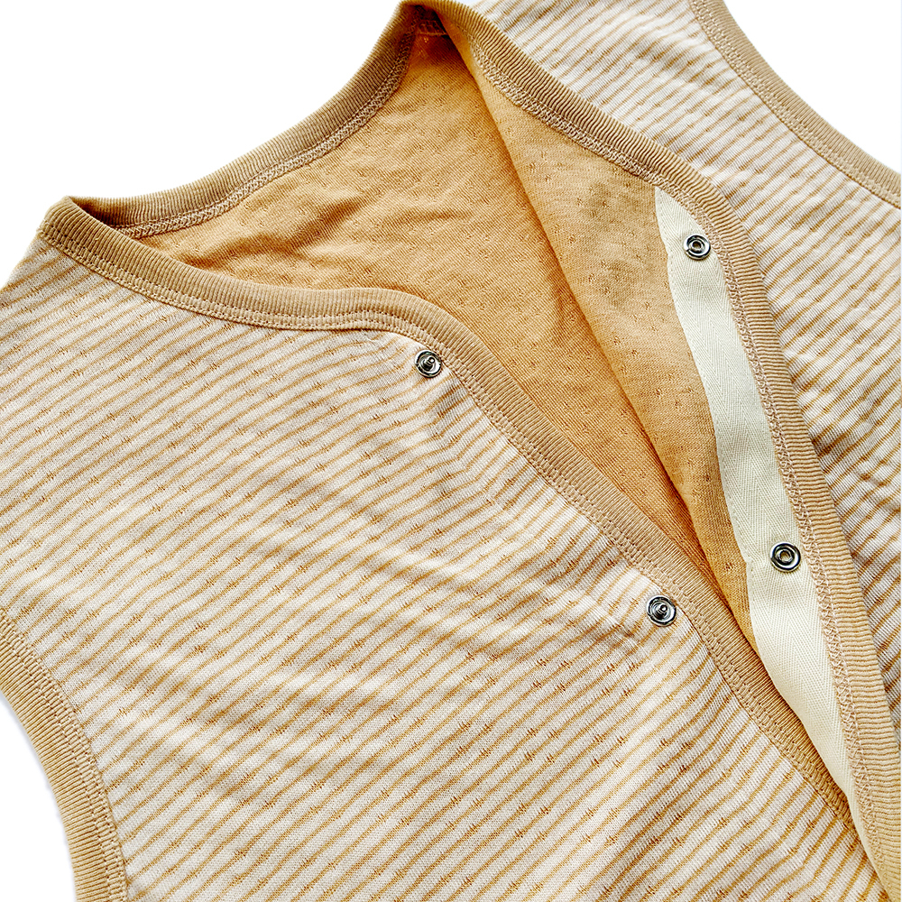 有機棉雙層彩兩用防踢背心-褐條F | 藍天畫布有機棉