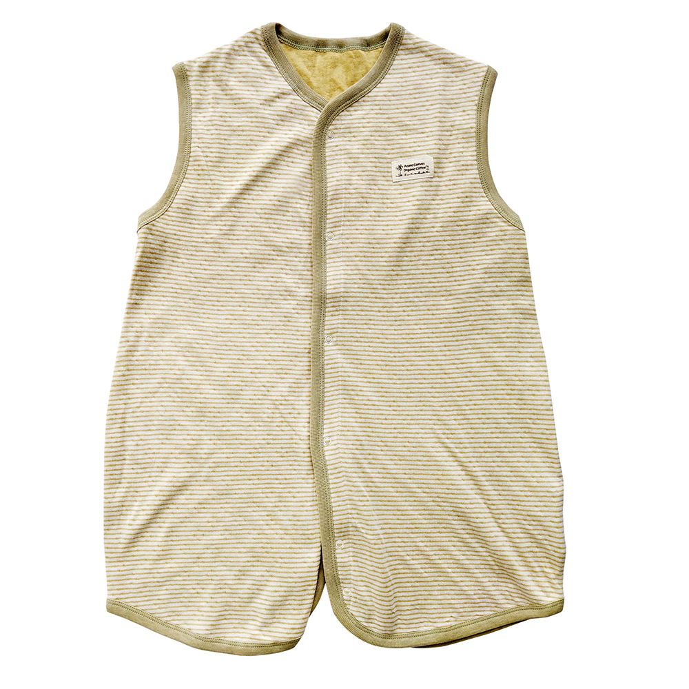 有機棉雙層彩兩用防踢背心-綠條F | 藍天畫布有機棉