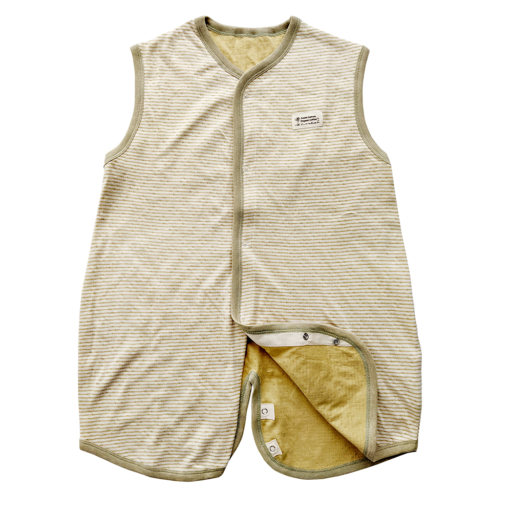 有機棉雙層彩兩用防踢背心-綠條F | 藍天畫布有機棉