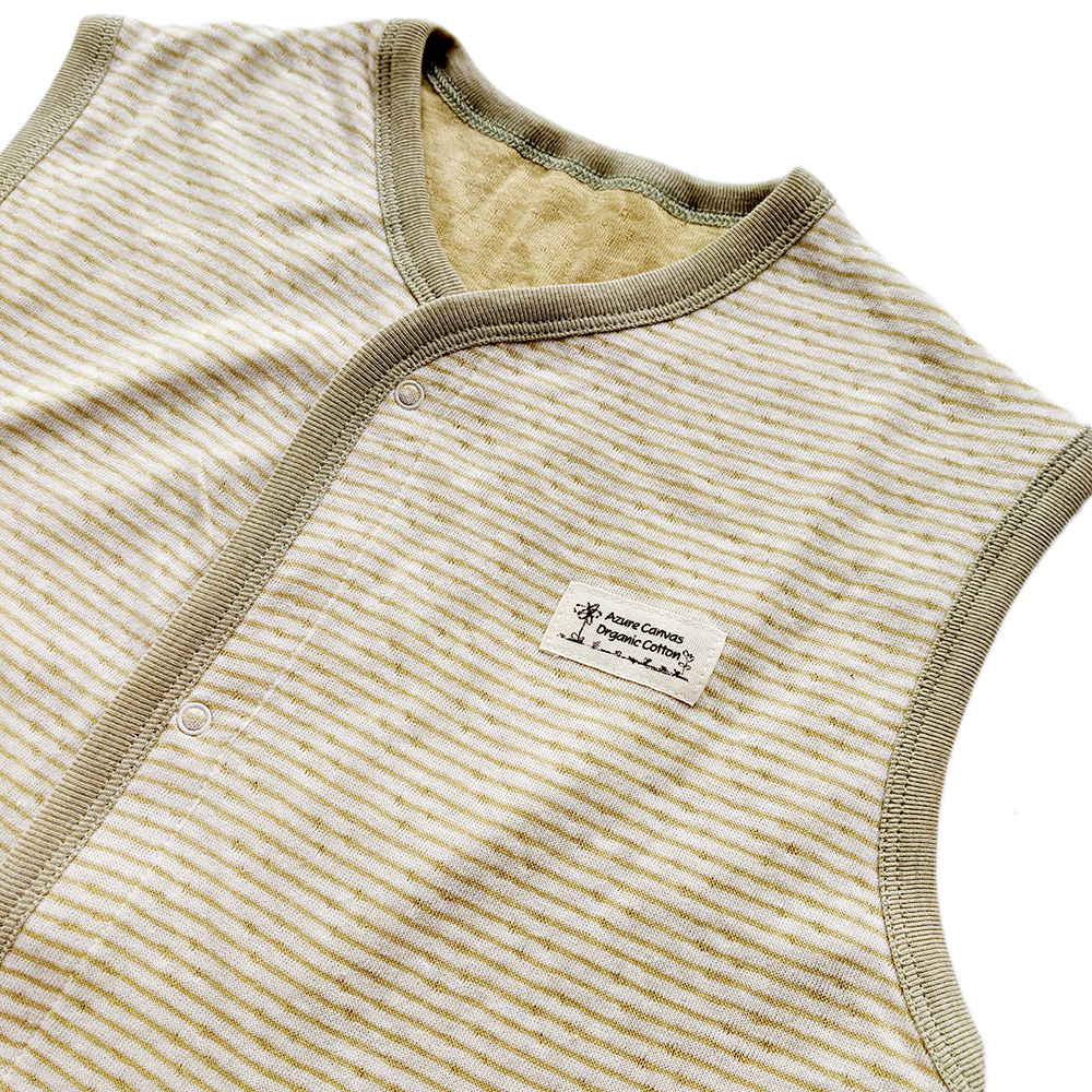 有機棉雙層彩兩用防踢背心-綠條F | 藍天畫布有機棉