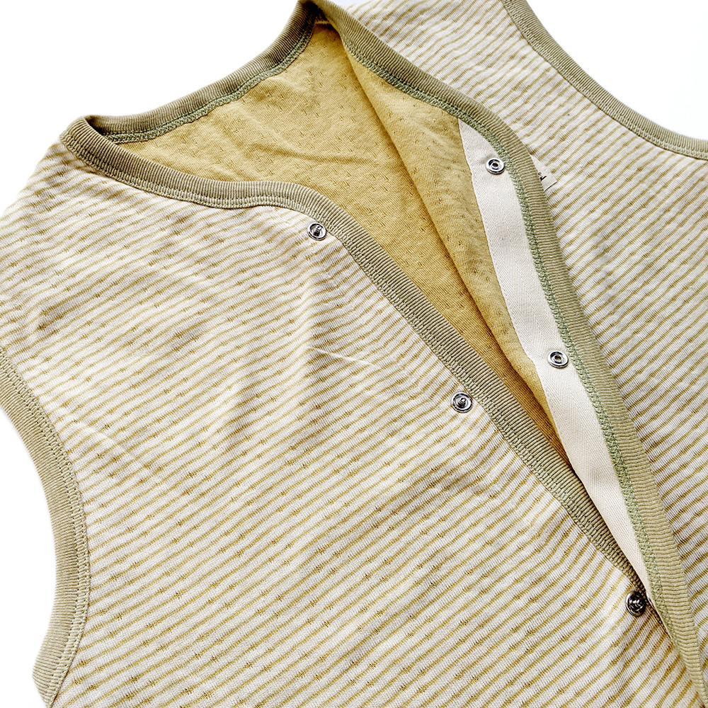 有機棉雙層彩兩用防踢背心-綠條F | 藍天畫布有機棉