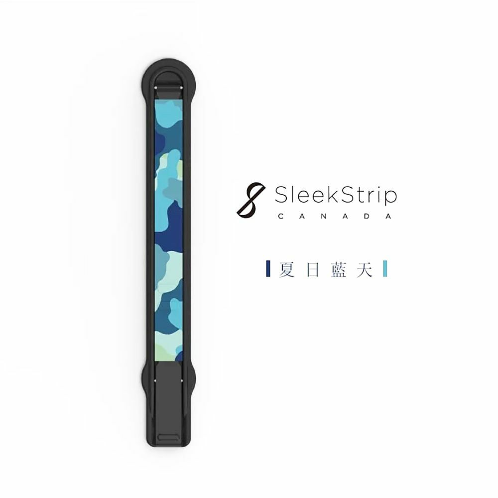 超薄美型手機握帶支架 | 夏日藍天 x 消光黑框底座
