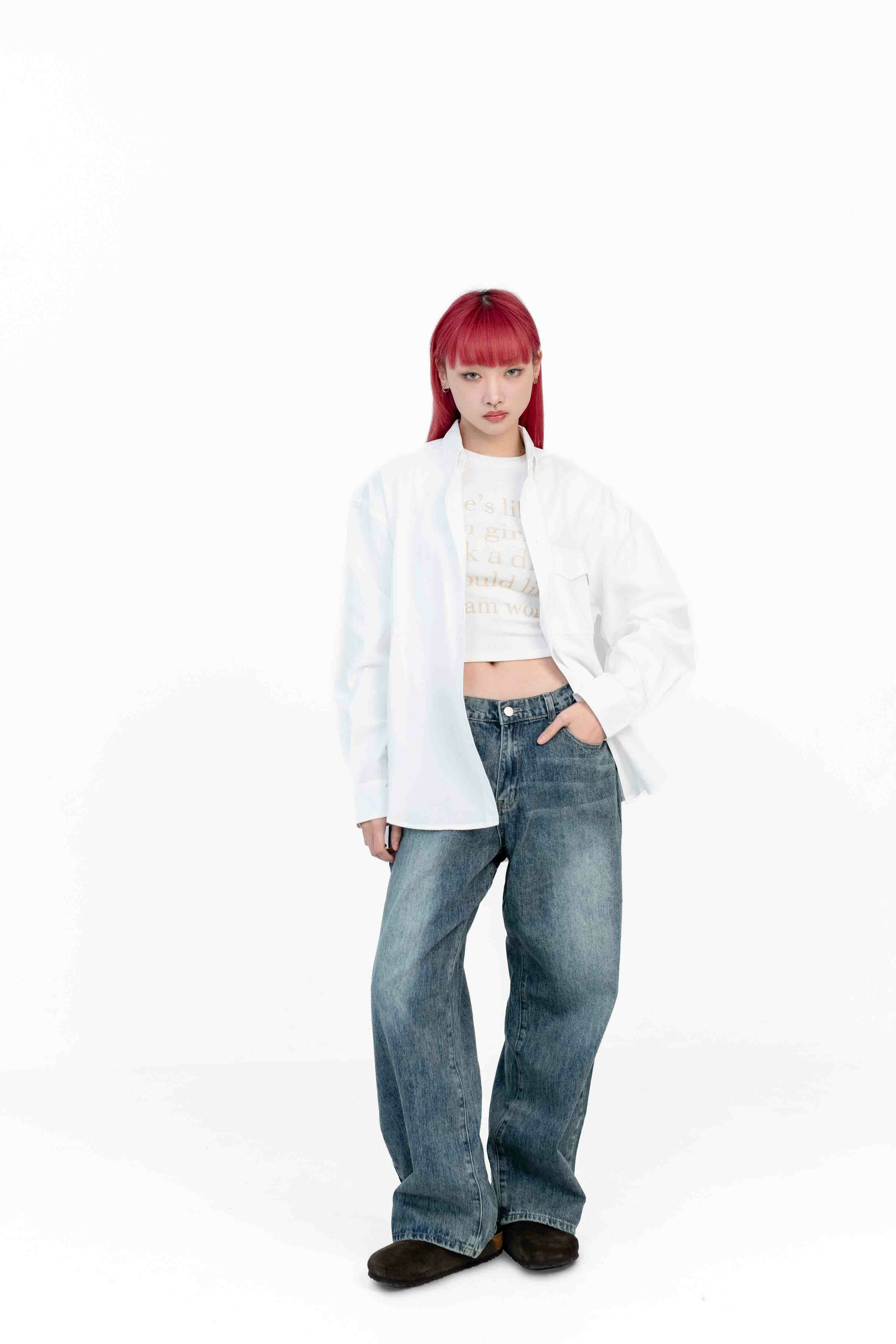 SIMON MADE TL-2361 盾形 口袋 牛津 長袖 襯衫