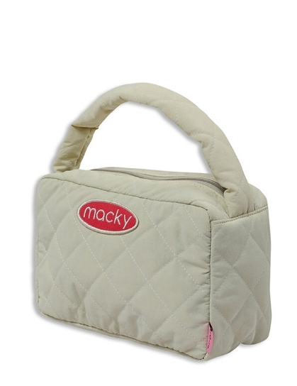 女款 M301 韓國正品 MACKY同步/象牙白色絎縫方形手提包/高爾夫球隨身手提包