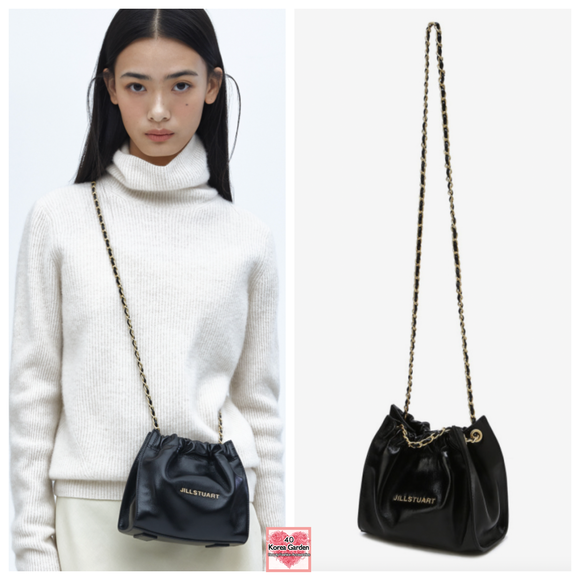韓國JillStuart Coco chain Black Gold Logo Chain Mini Shou
