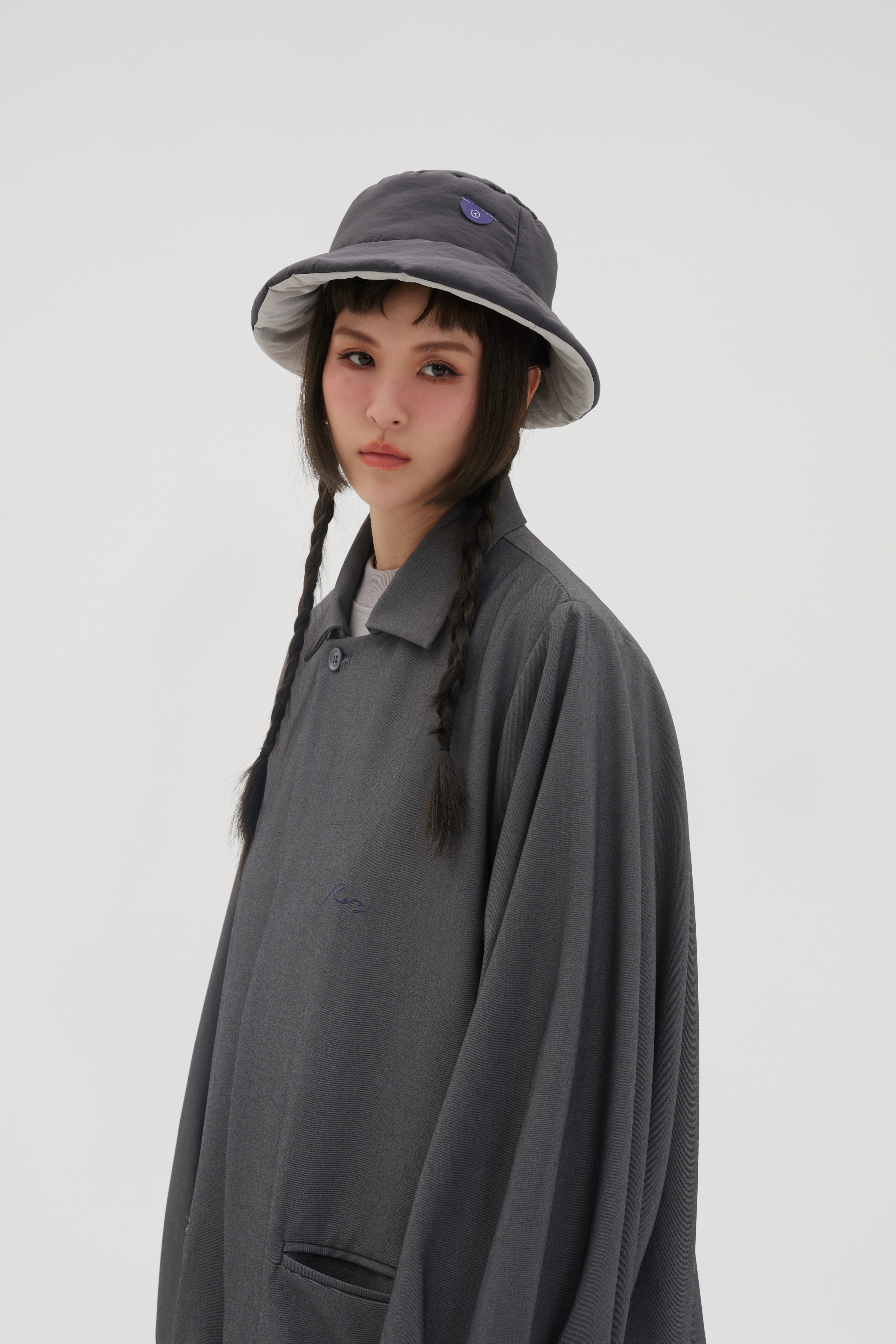 Padded Bucket Hat | Gray+Ivory