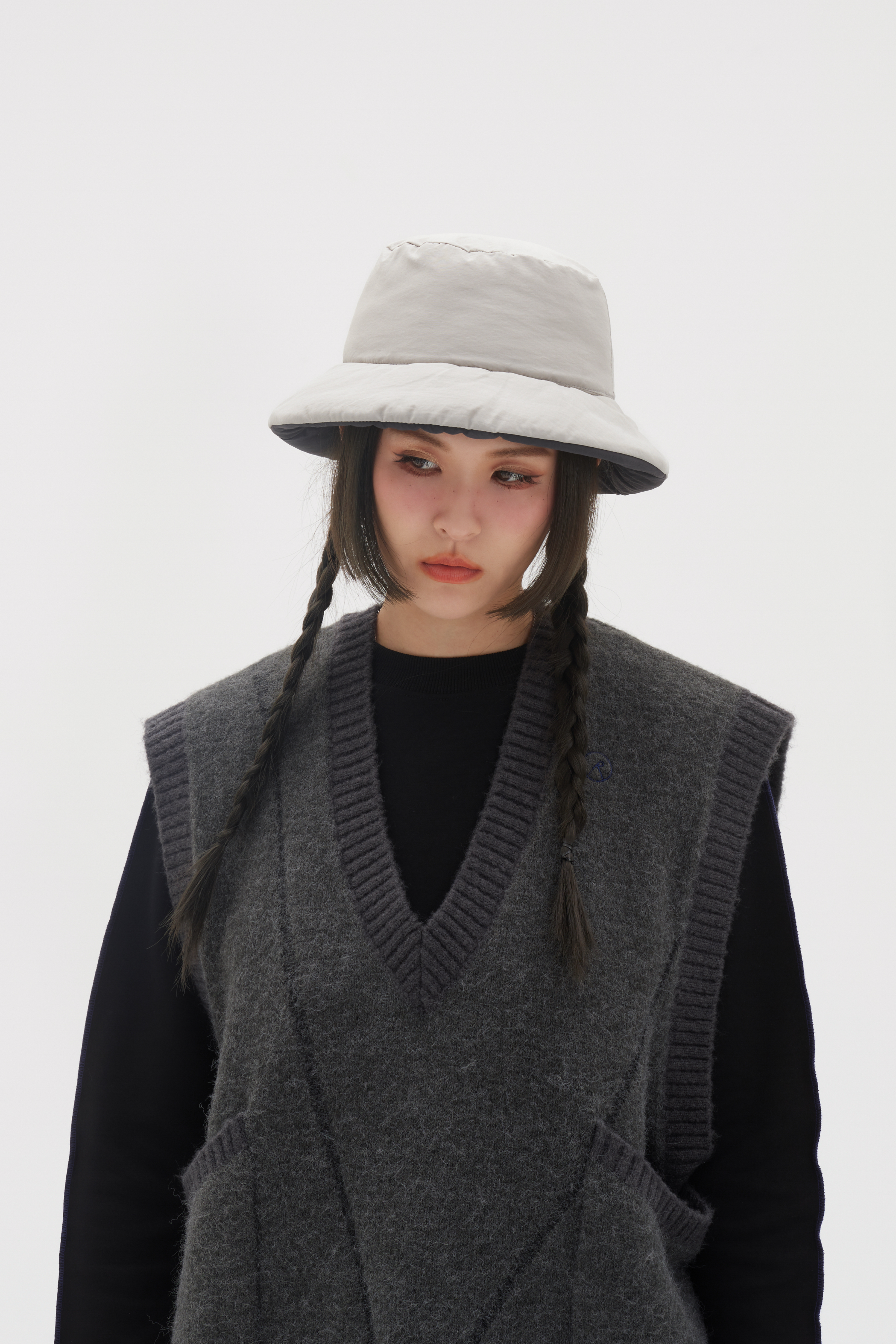 Padded Bucket Hat | Gray+Ivory