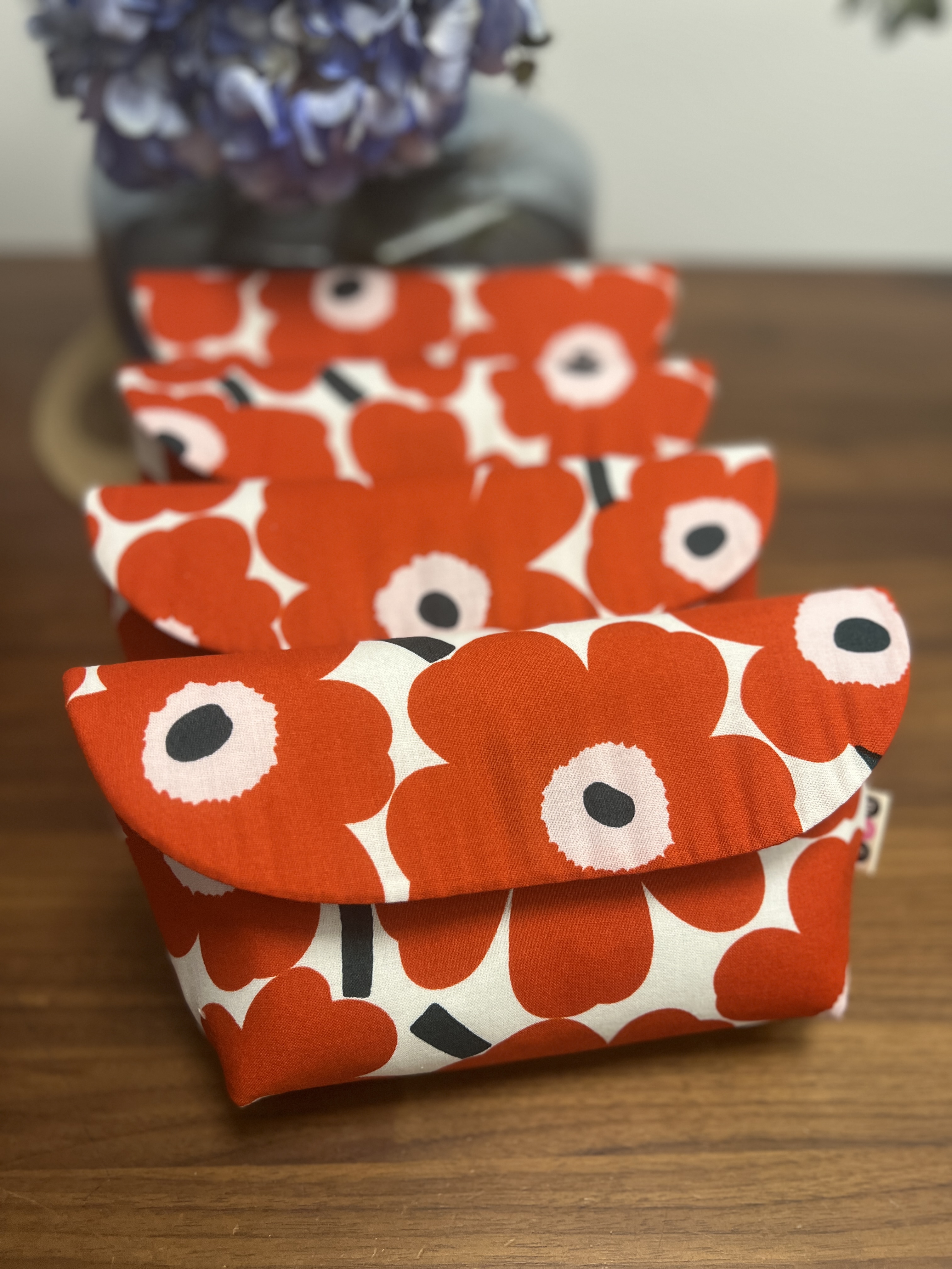 利是pouch |marimekko limited fabric | orange red x dark green 細花