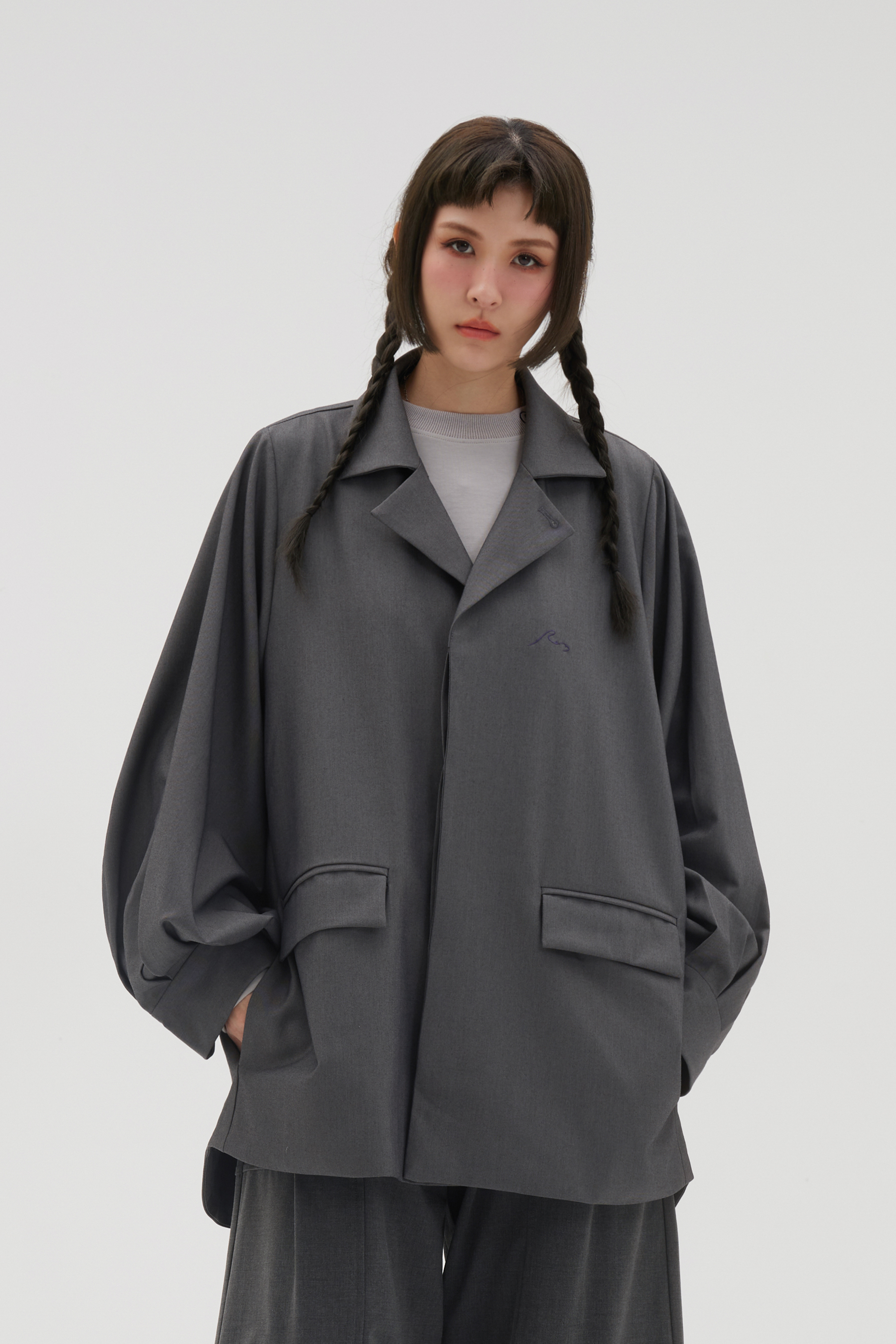 Balloon-Sleeved Jacket | Gray