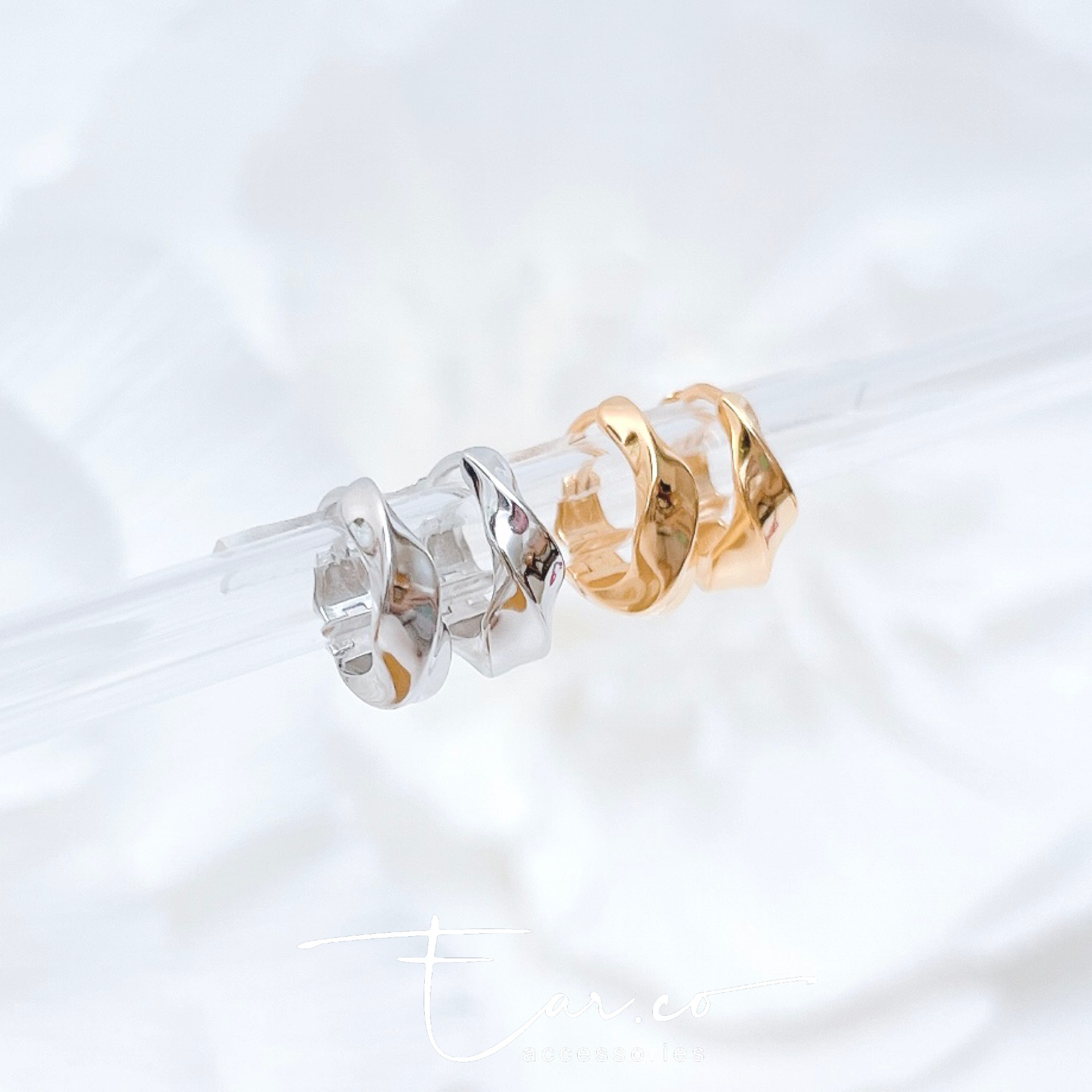 設計感光面扭扭純銀小耳圈 [睡覺不用脫! ] #A974