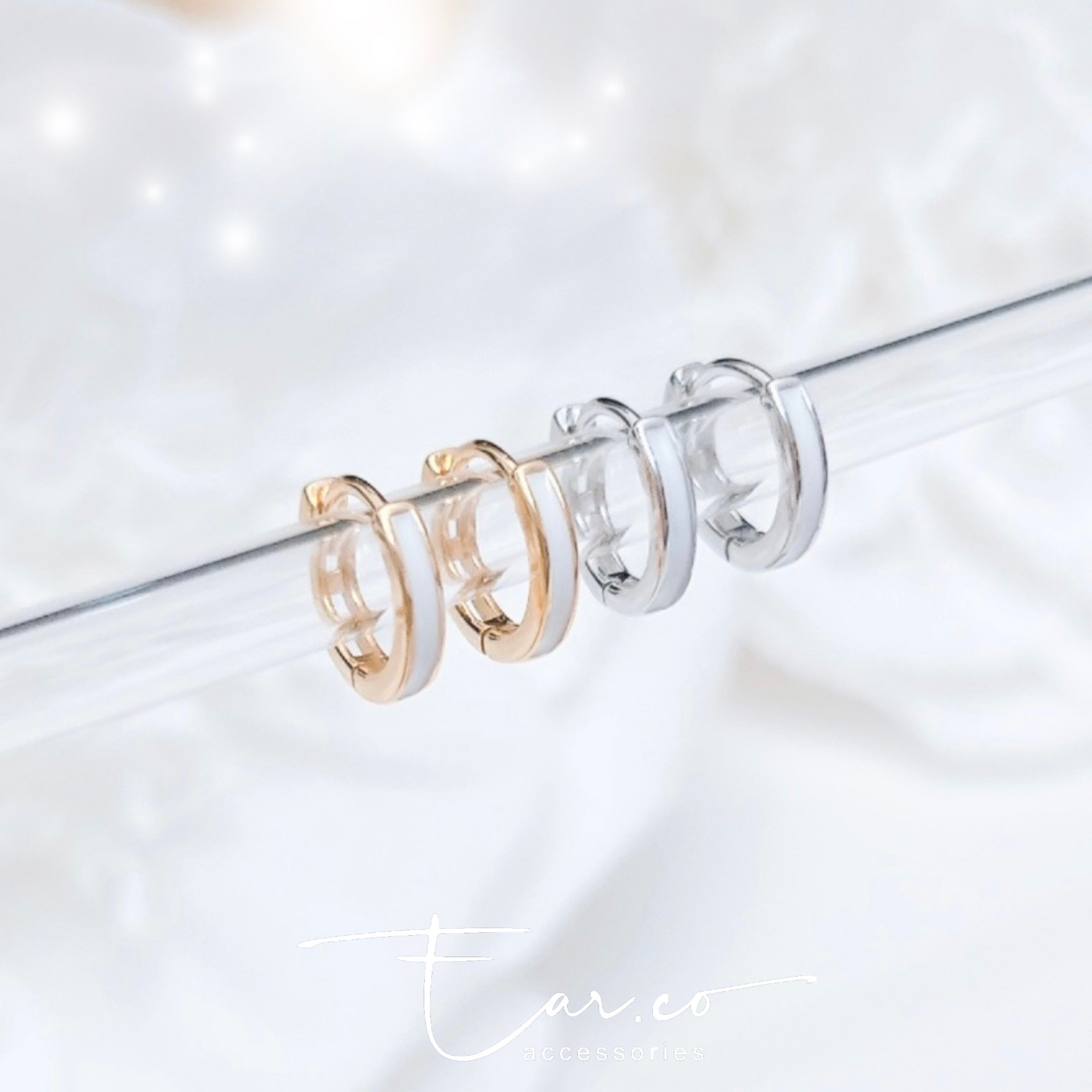 簡約白色純銀小耳圈 [睡覺不用脫! ] #A969