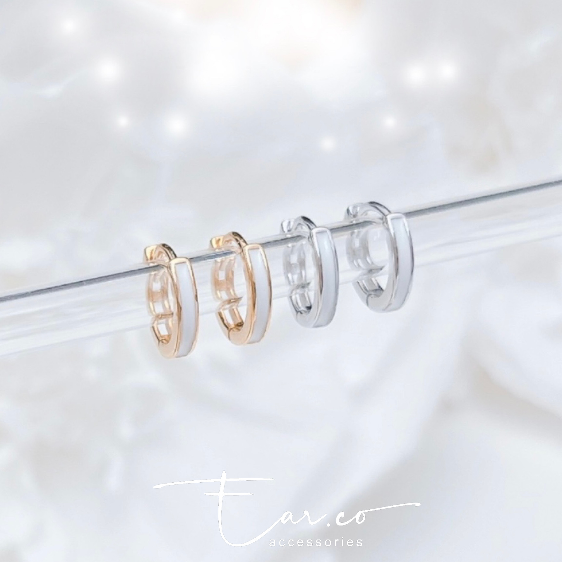 簡約白色純銀小耳圈 [睡覺不用脫! ] #A969