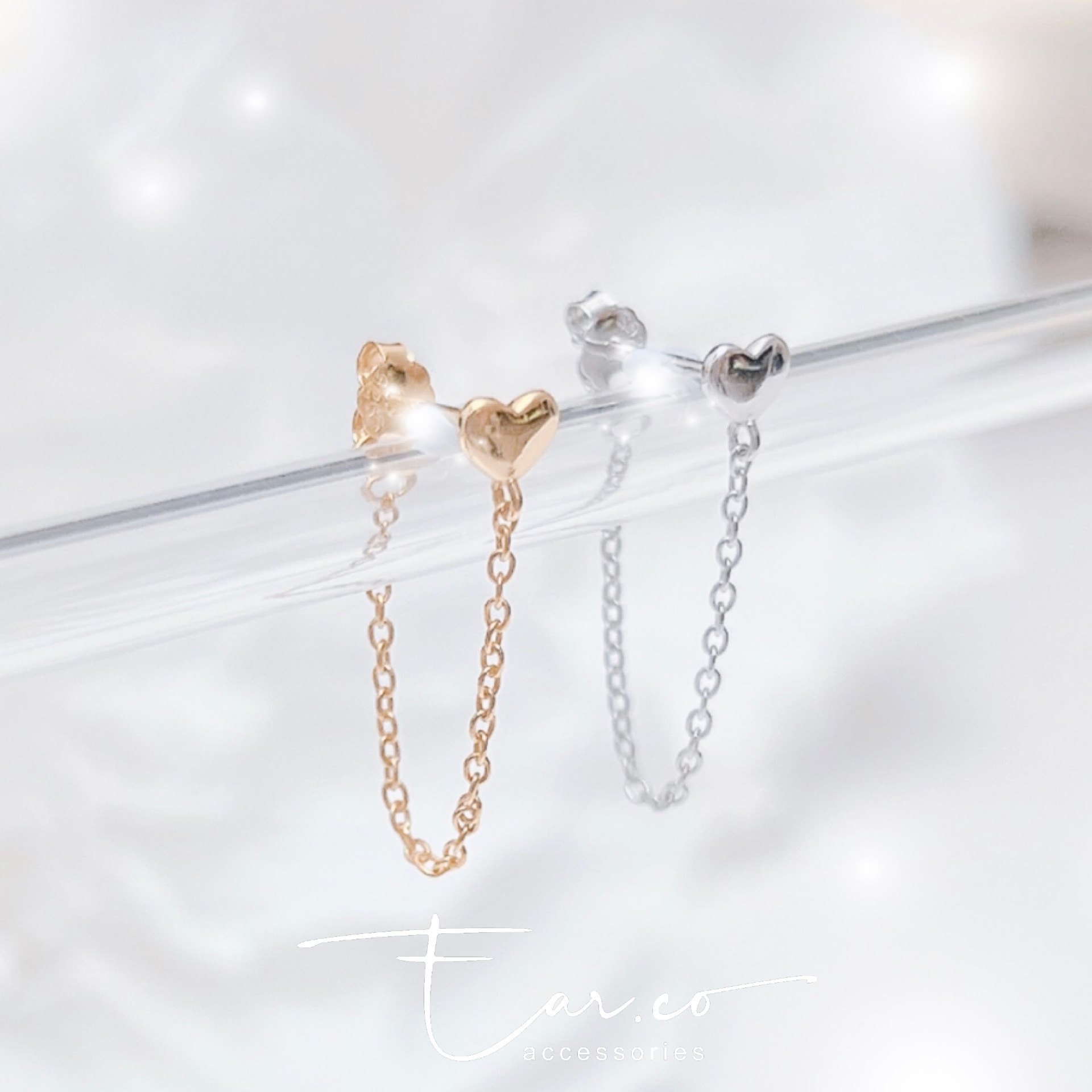 光面小愛心後掛式耳環 #A968