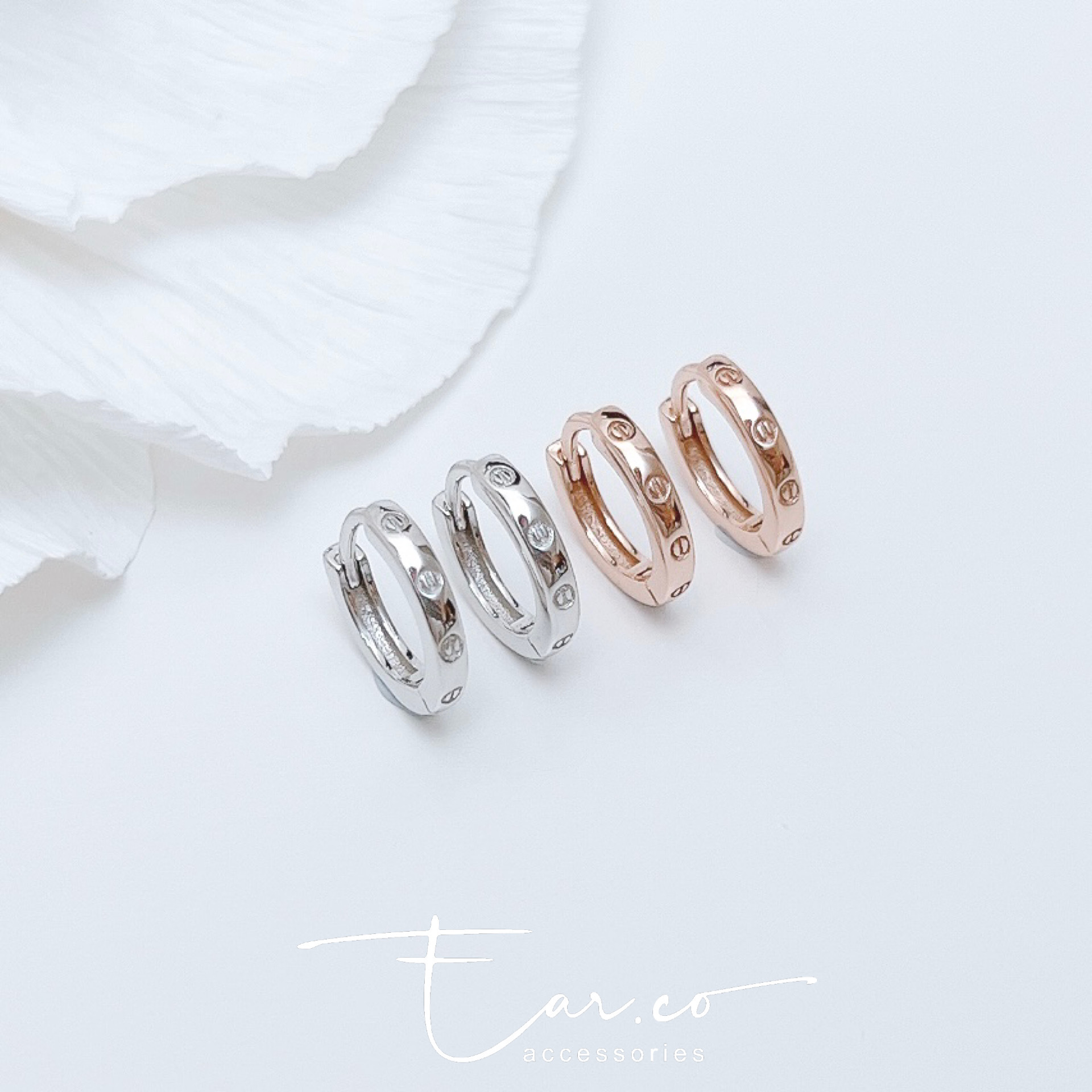 螺絲圖案設計純銀小耳圈 [睡覺不用脫! ] #A957