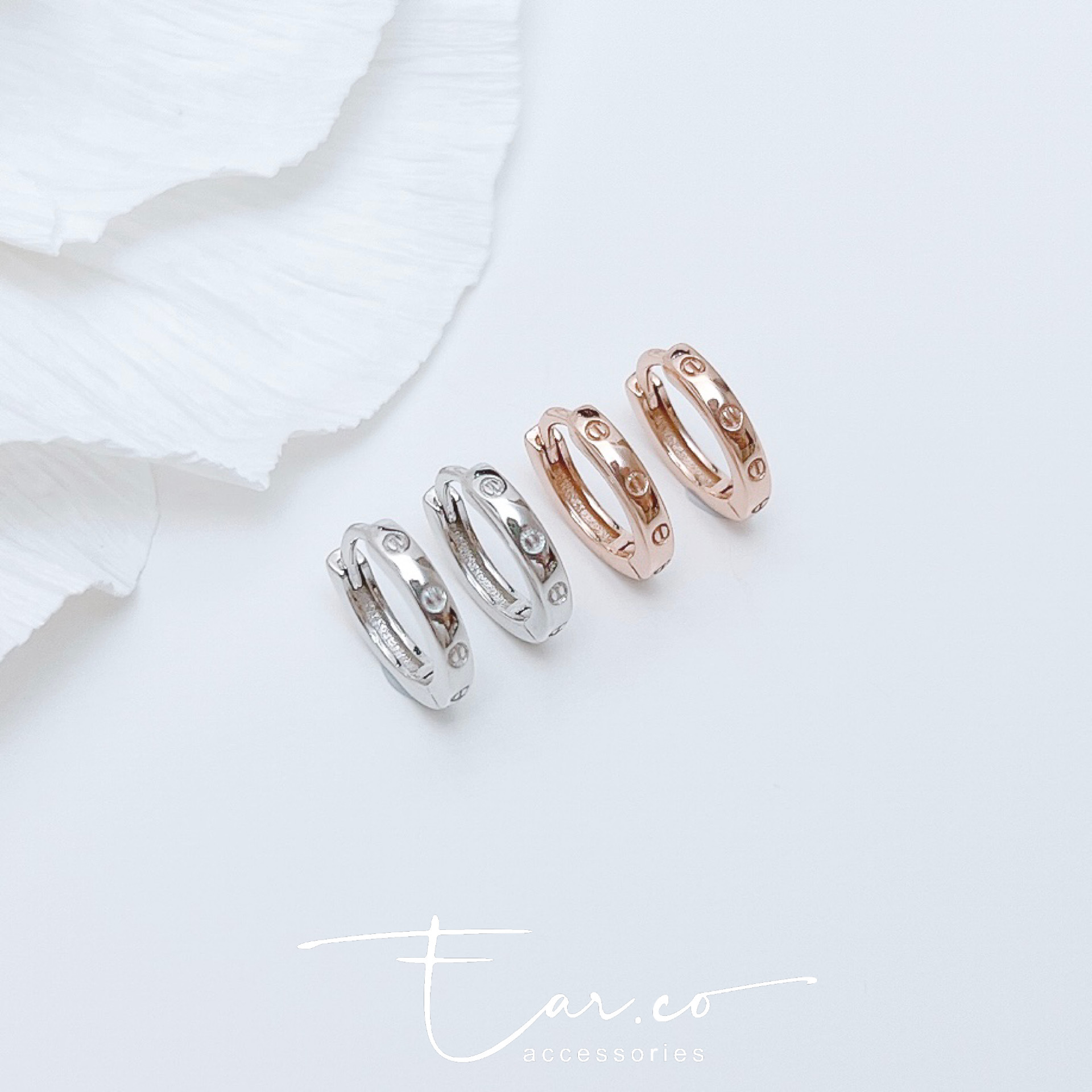 螺絲圖案設計純銀小耳圈 [睡覺不用脫! ] #A957