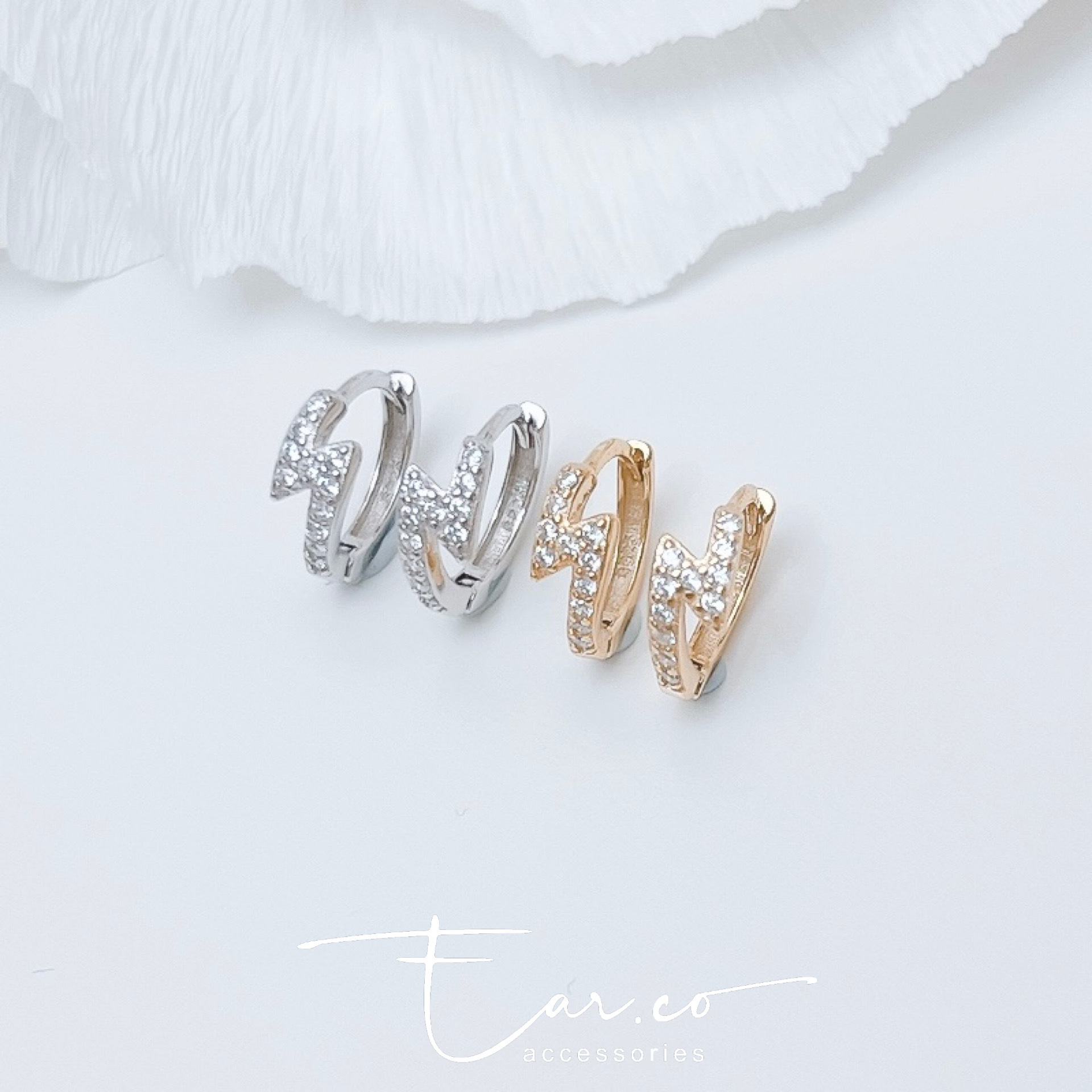 小閃電純銀小耳圈 [睡覺不用脫! ] #A958