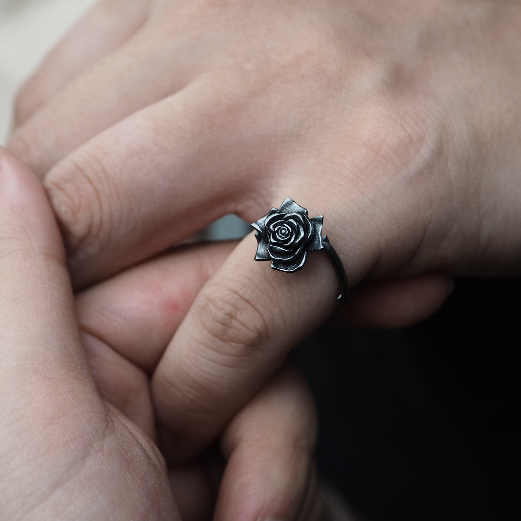 玫瑰花銀戒指,rose ring