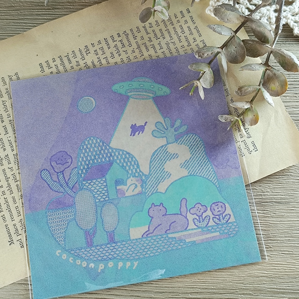 繭花．Riso 明信片 貓咪冒險中/貓咪捉迷藏/貓與外星人