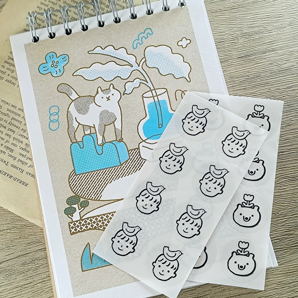 繭花．插畫筆記本 茶色/白色