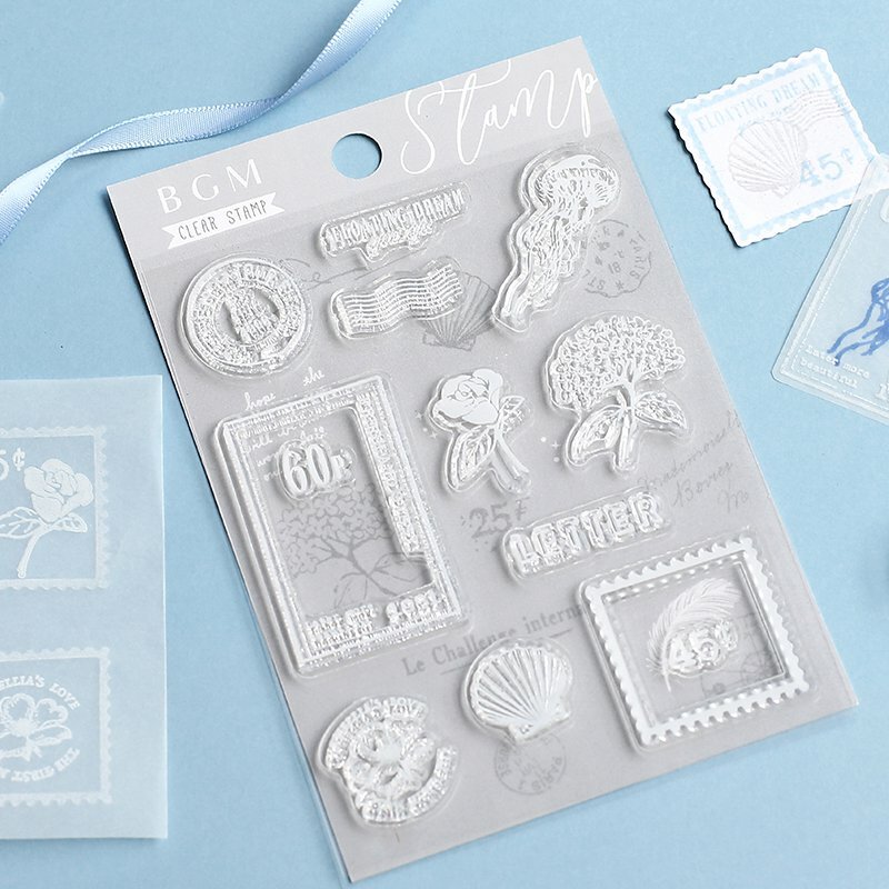 復古郵票  +Clear Stamp 透明印章組 ｜日本BGM
