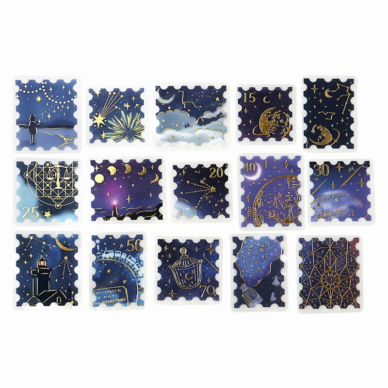 流星_郵票貼紙 45枚 箔押 和紙貼紙包｜日本 BGM