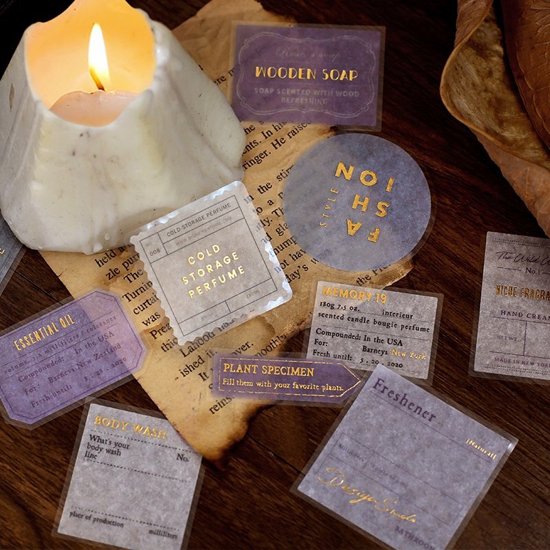 薰衣草_eau de parfum淡香水 45枚 箔押 和紙貼紙包｜日本 BGM