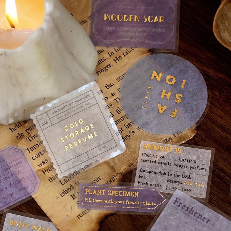 薰衣草_eau de parfum淡香水 45枚 箔押 和紙貼紙包｜日本 BGM