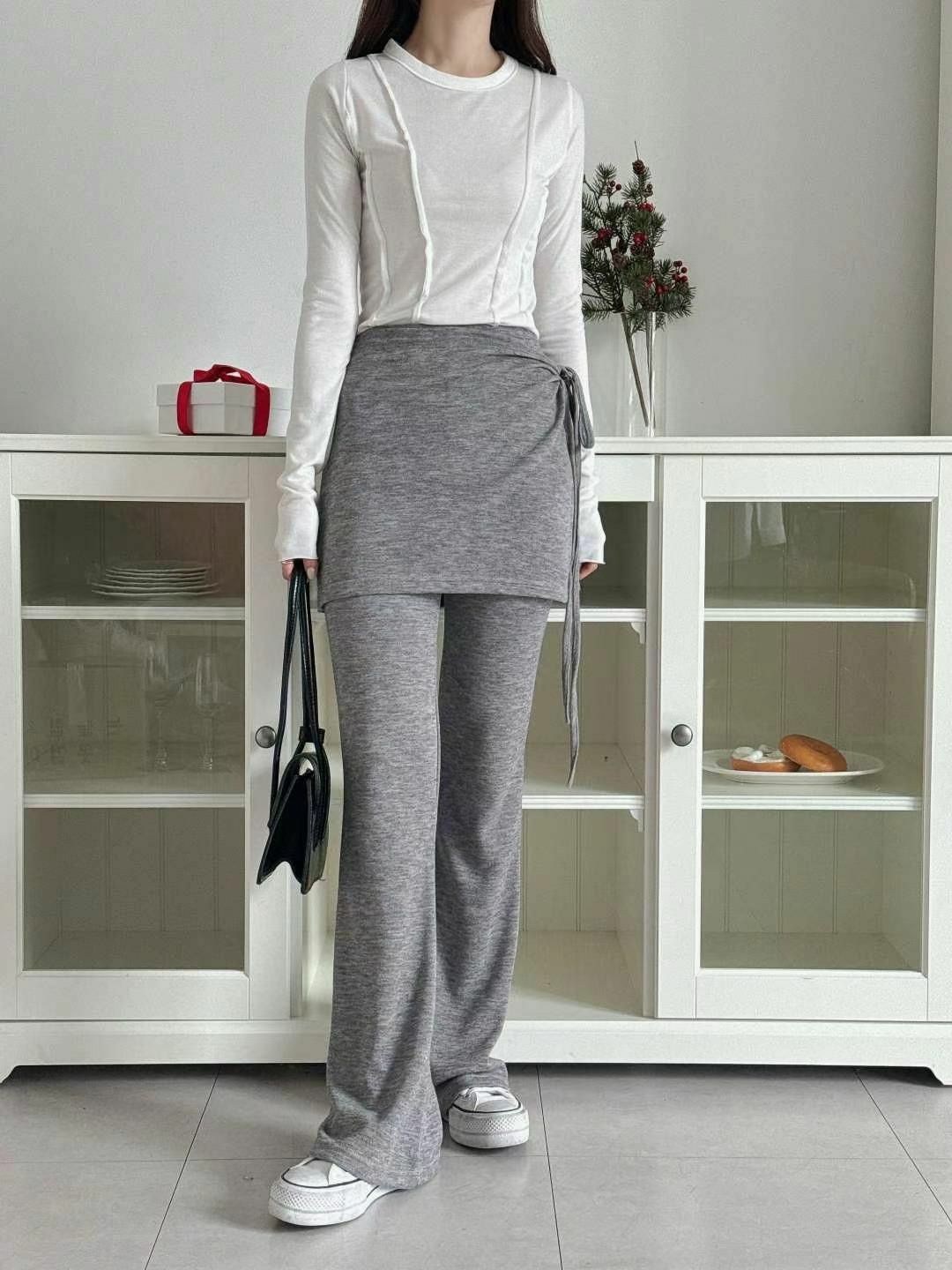 PANTS#14263🤎遮臀長腿褲