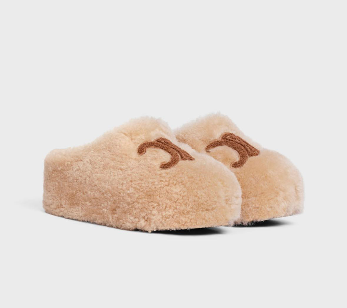 CELINE FUR MULE IN SHEARLING CREAM -M