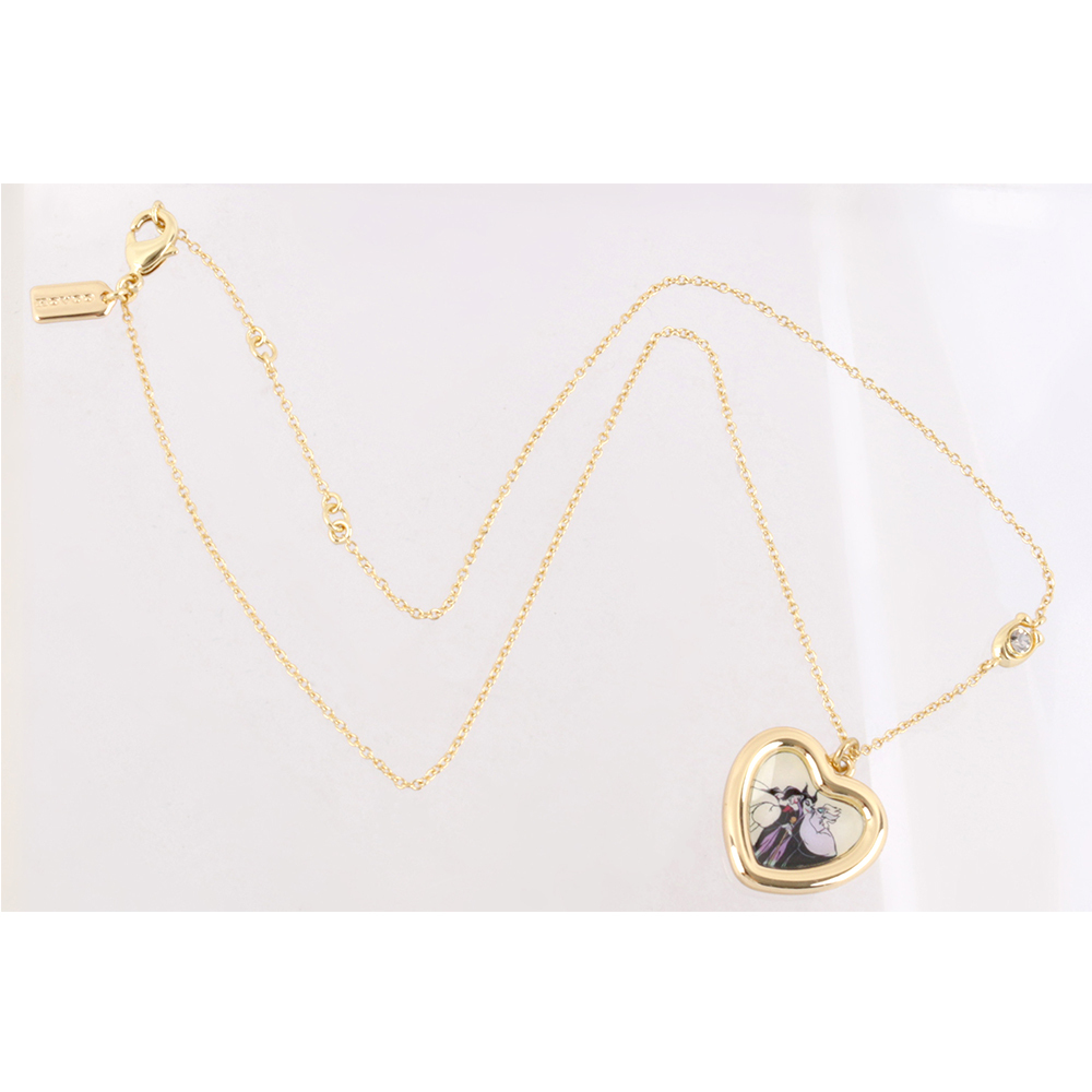 【COACH】Disney x Coach 反派圖案愛心綴飾項鍊(金色) CD814 GDRD