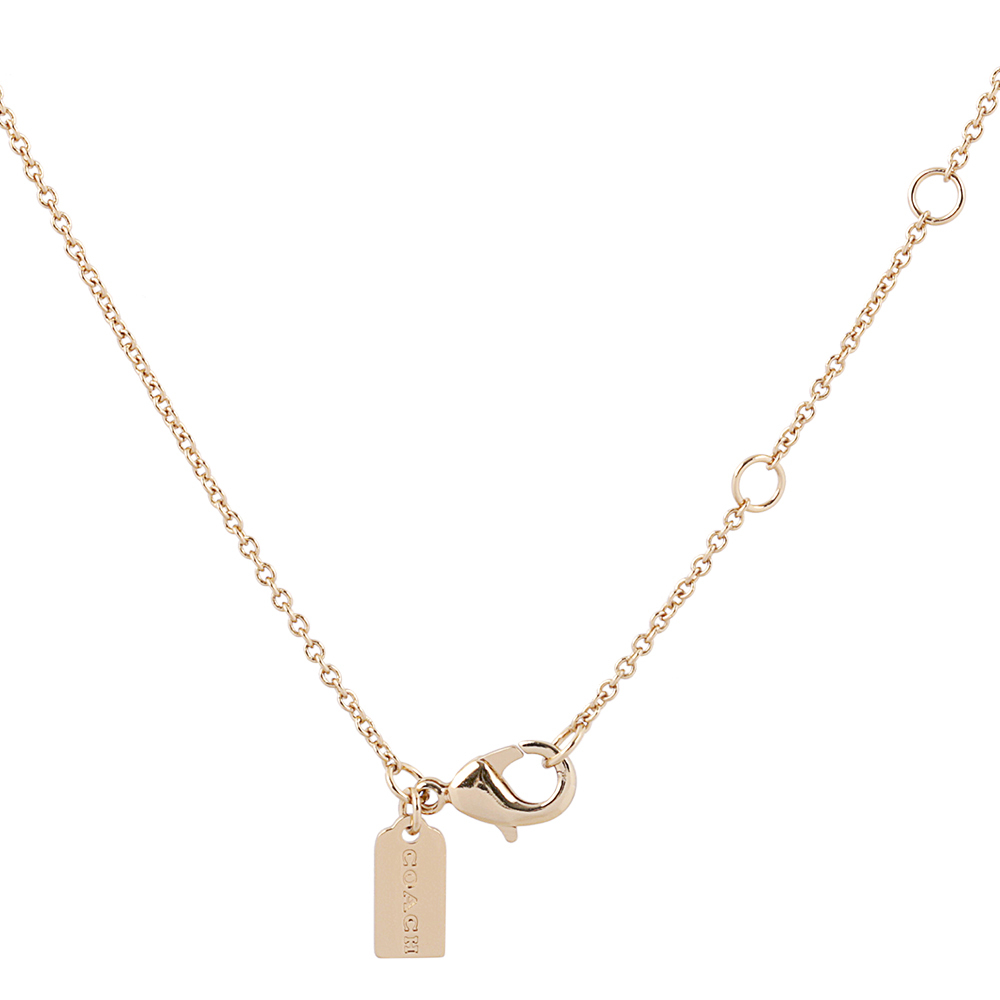 【COACH】C Logo/琺瑯/玻璃水鑽三圓環項鍊(金色/黑色) CI905 GDBK