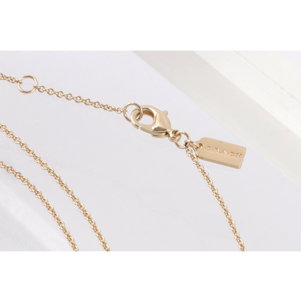 【COACH】C Logo/琺瑯/玻璃水鑽三圓環項鍊(金色/黑色) CI905 GDBK