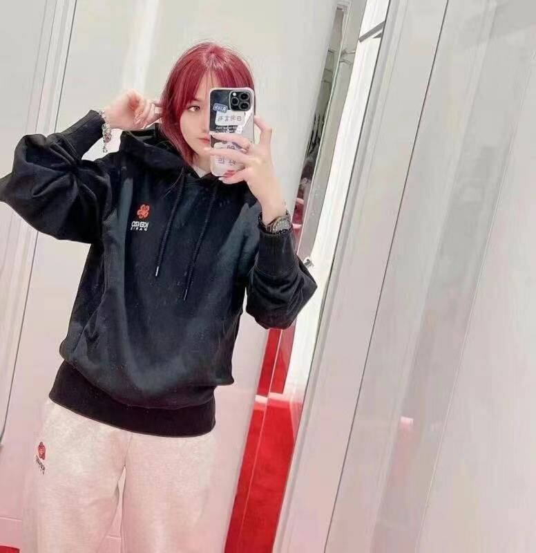 Kenzo 女款黑色海棠花連帽衛衣 -T