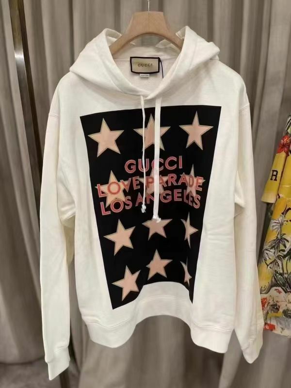 Gucci 白色星星字母連帽衛衣  -T
