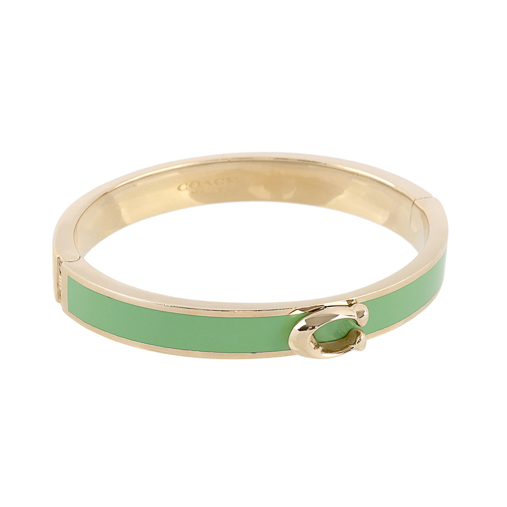 【COACH】C Logo 釦式不可調手環(金色/開心果綠) 67480 VUH