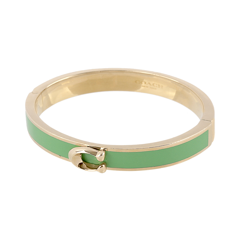 【COACH】C Logo 釦式不可調手環(金色/開心果綠) 67480 VUH
