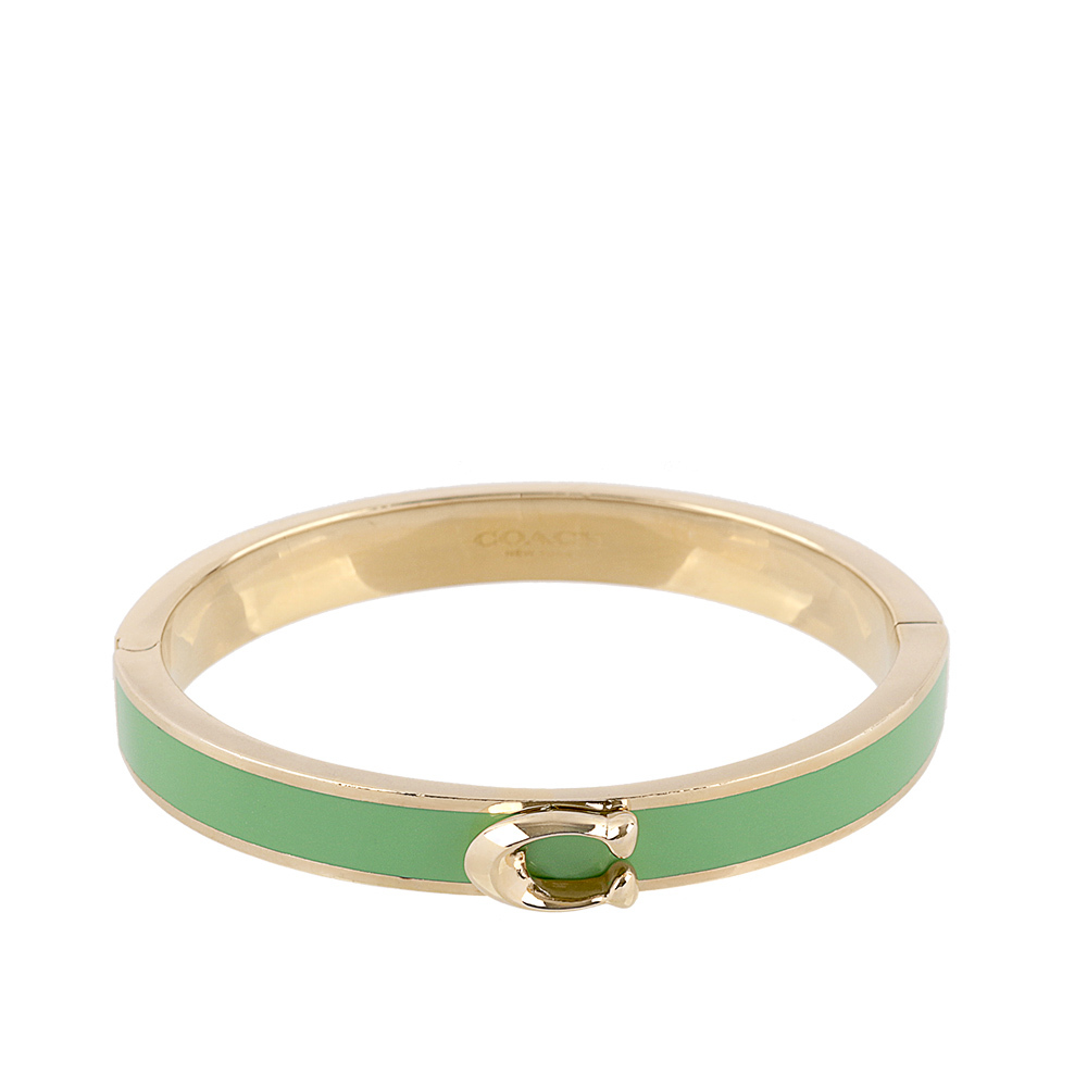 【COACH】C Logo 釦式不可調手環(金色/開心果綠) 67480 VUH